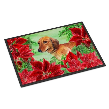 Carolines Treasures Dachshund Poinsettas Indoor or Outdoor Mat, 18 x 27 in. CK1300MAT